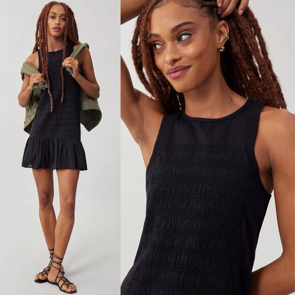 Anthropologie Dresses & Skirts - Daily Practice by Anthropologie Prix Mini Dress Black Smocked Cotton Sz Medium